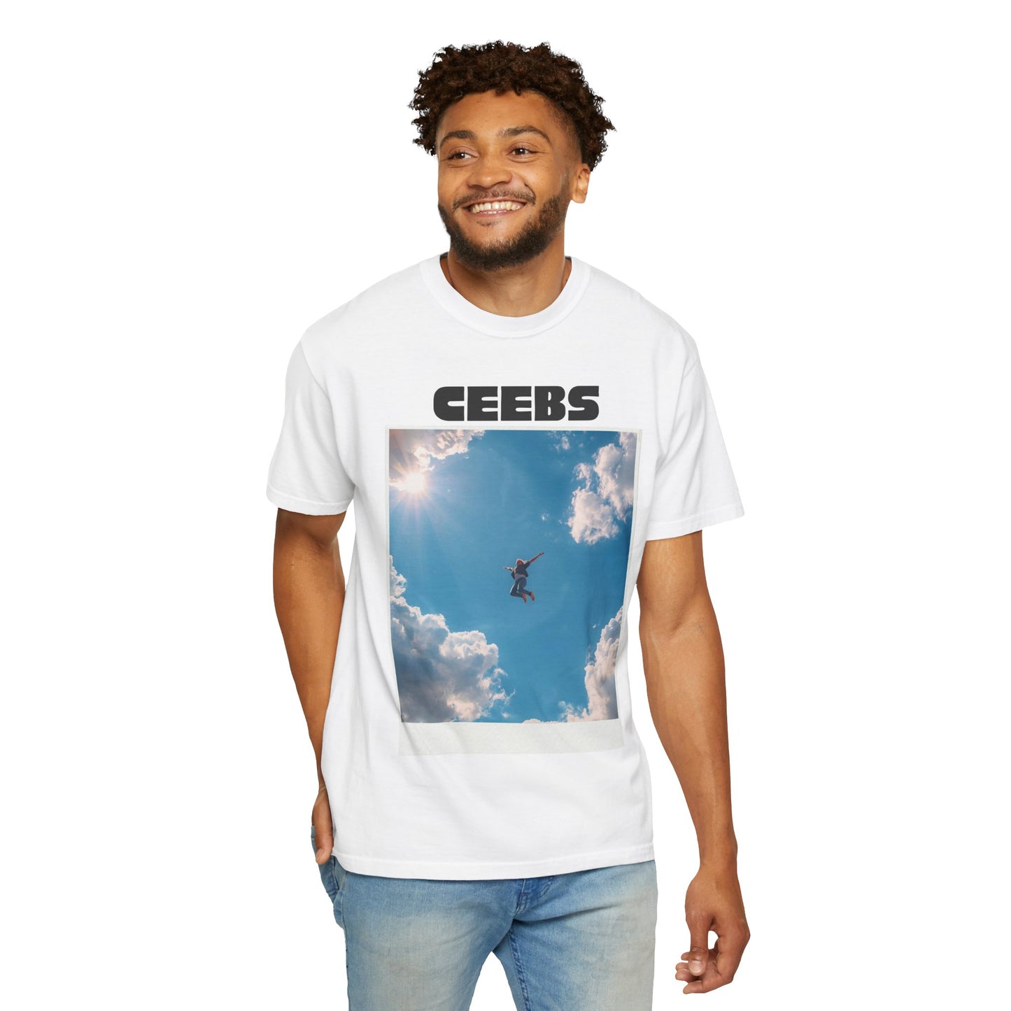 CEEBs Sky Photo T-Shirt — Aerial Cloudscape Graphic Tee | Vintage Polaroid Sky Print | Oversized Nostalgic Tee | Find Joy 143