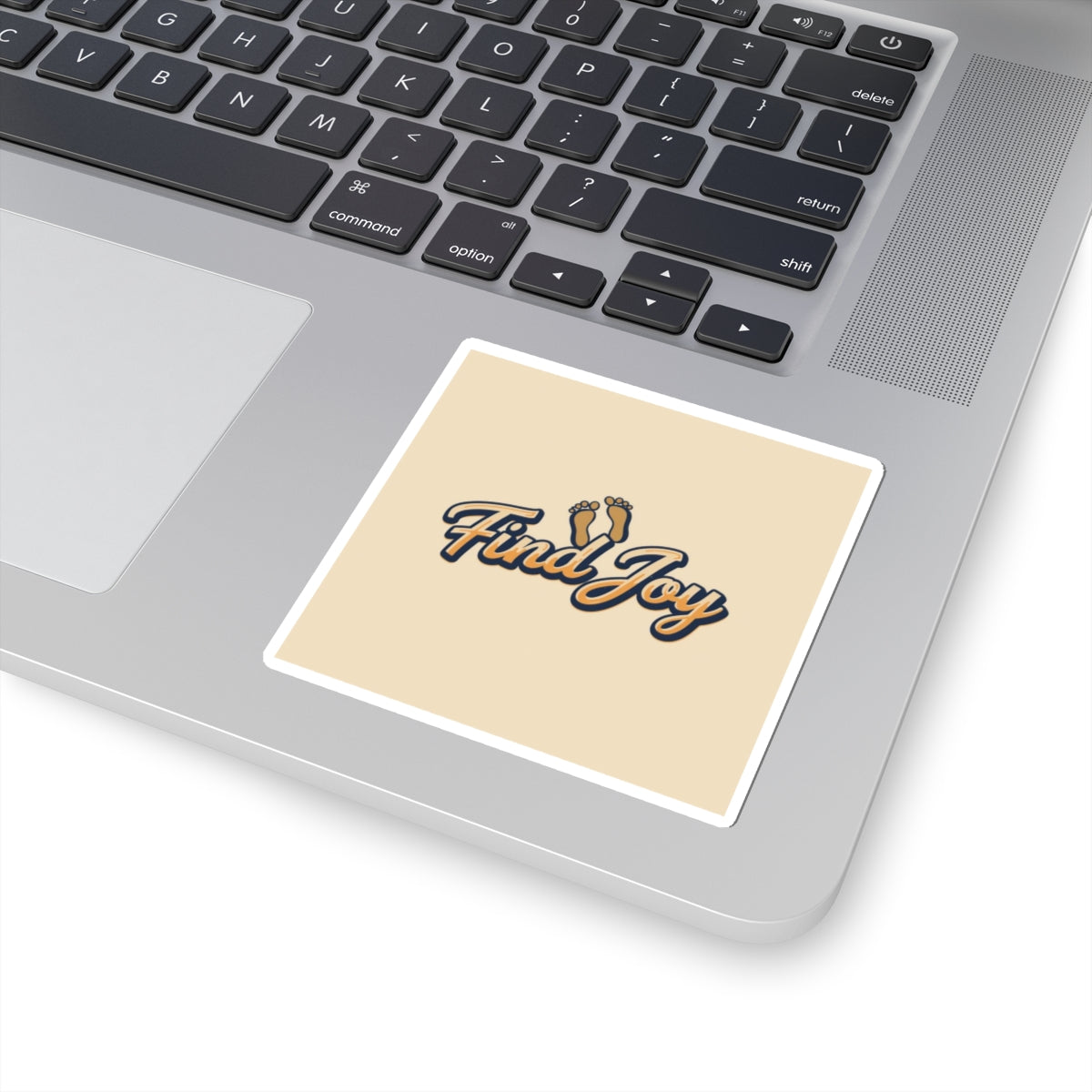 Find Joy Sticker — Inspirational Kiss-Cut Vinyl Sticker with Footprint Design | Retro Script | Quiet Luxury | Find Joy 143