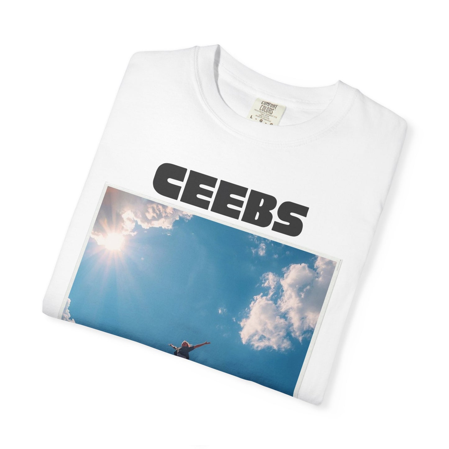CEEBs Sky Photo T-Shirt — Aerial Cloudscape Graphic Tee | Vintage Polaroid Sky Print | Oversized Nostalgic Tee | Find Joy 143