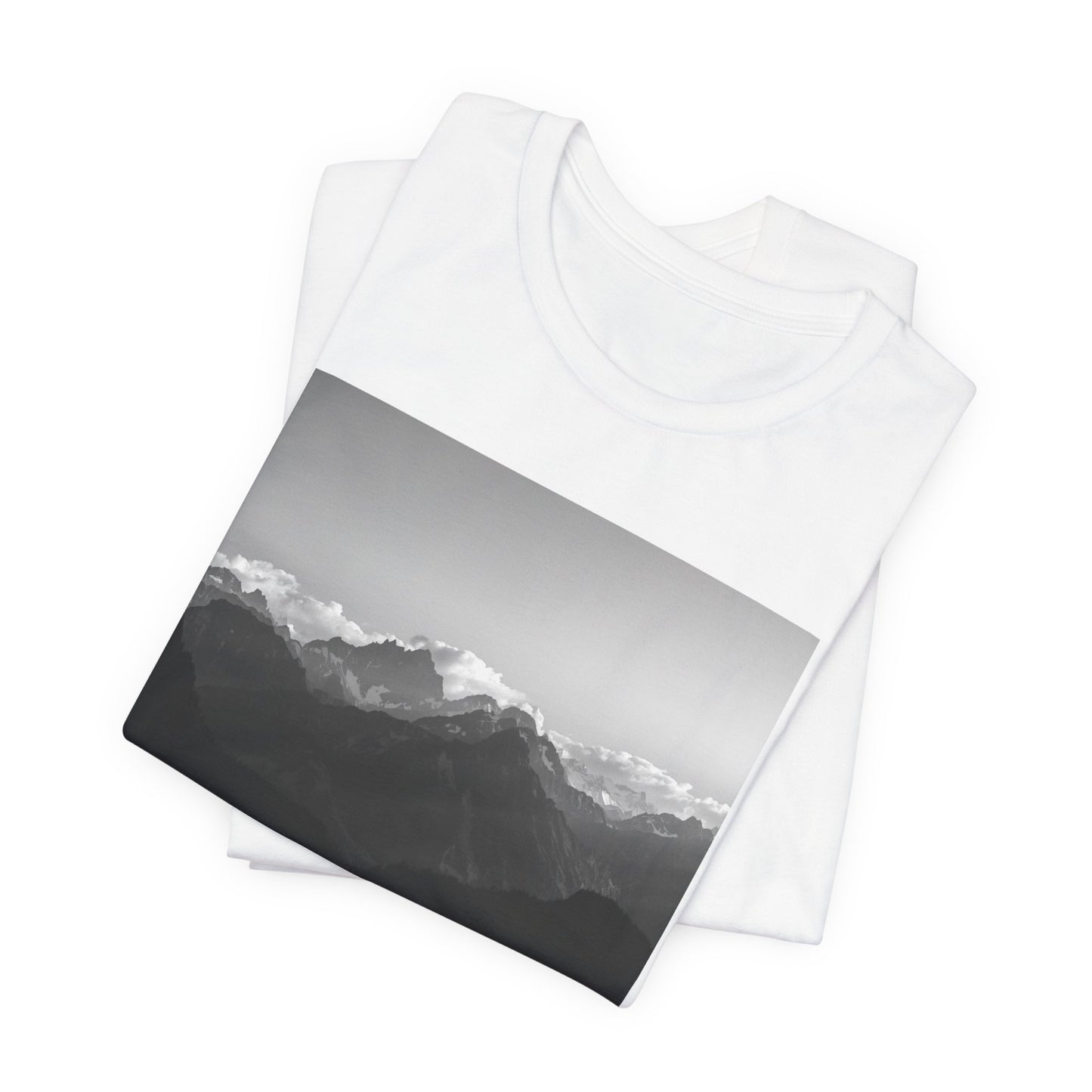 Living the Dream Mountain Tee — Black & White Scenic Graphic T-Shirt | Monochrome Mountain Print | Inspirational Tee | Find Joy 143