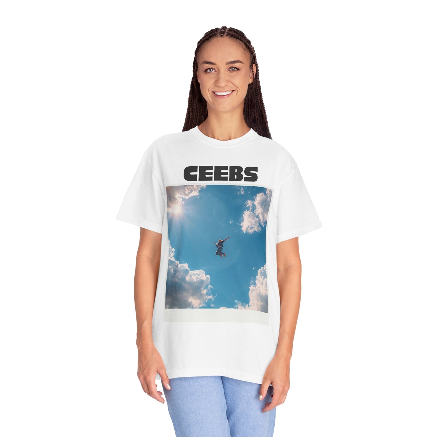 CEEBs Sky Photo T-Shirt — Aerial Cloudscape Graphic Tee | Vintage Polaroid Sky Print | Oversized Nostalgic Tee | Find Joy 143